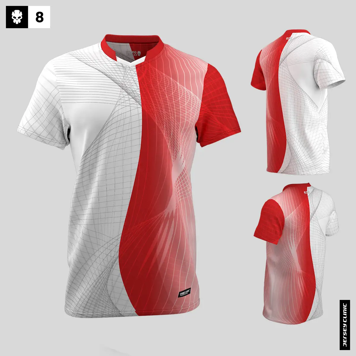 Darmowy projekt koszulki technicznej esportowej  z nadrukiem, ksywką 8