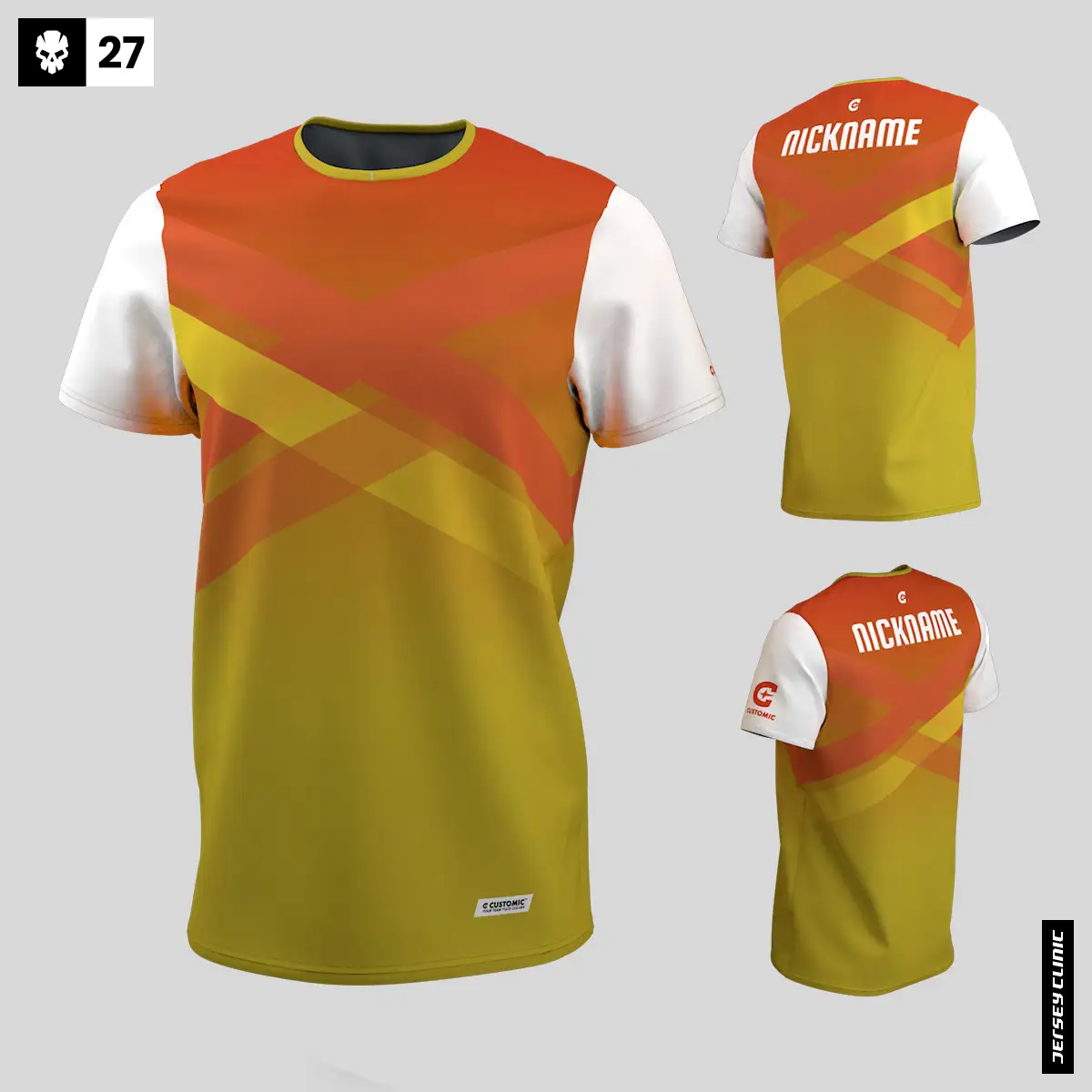 Darmowy projekt koszulki technicznej esportowej  z nadrukiem, ksywką 27