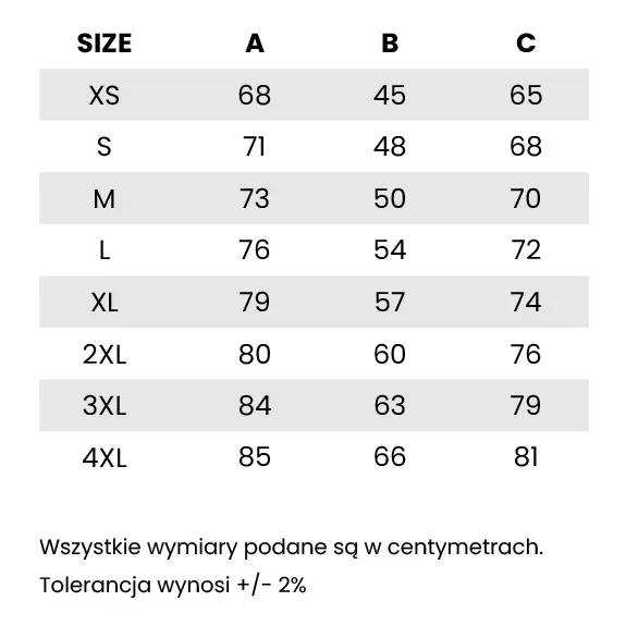 Tabela rozmiarów